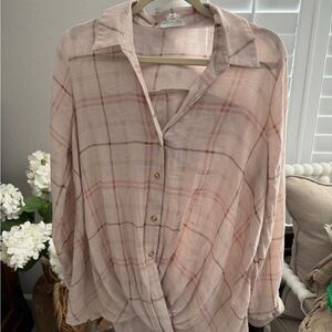 Blu Pepper Pink Plaid Button-Down Shirt